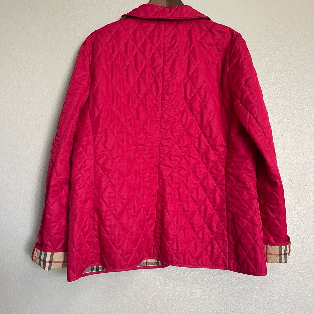 Burberry London Barn Coat Pink Diamond Quilted Nova Check Snap Authenticated M - Picture 13 of 16